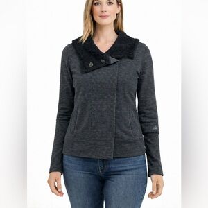 Alo Yoga Hoodie Womens Small Black Sherpa Lined Snap Front Fleece Jacket